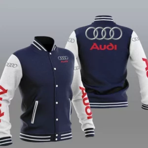 Blue White Audi Car Baseball Varsity Jacket