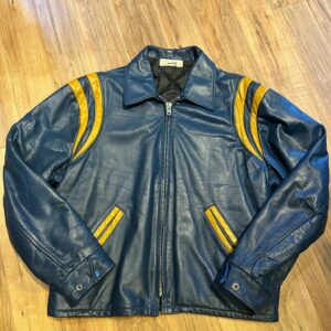Blue And Yellow Leather Varsity Jacket