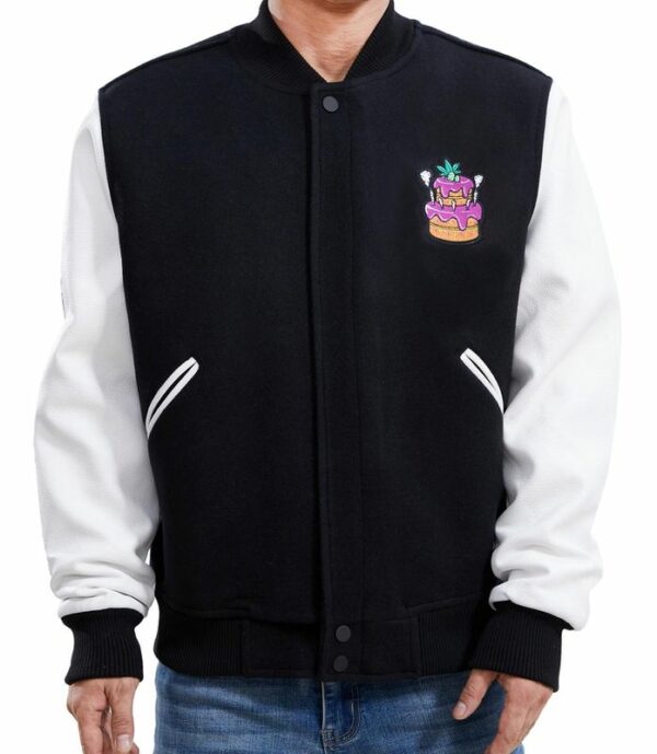 Black & White Cake Varsity Bomber Jacket