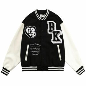 Black Cotton BK Varsity Jacket